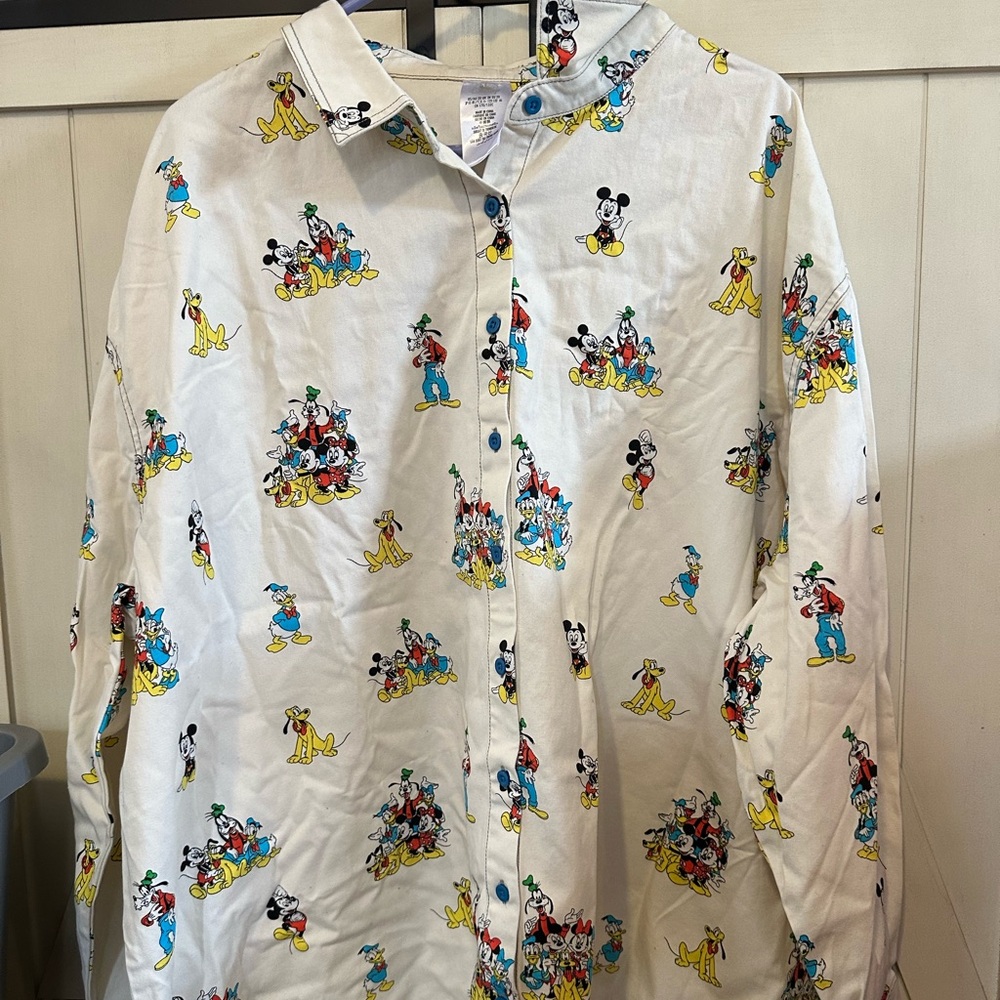 Mickey Mouse And Friends All Over Print Button Shirt Disney Men's 2XL NWT